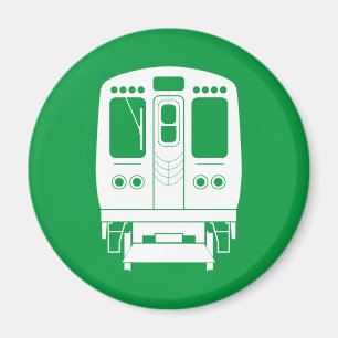 Aimant Profil de White Chicago "L" sur Green Arrière - pl