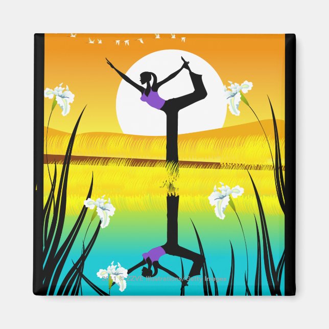 Aimant Profil latéral d'une femme pratiquant le yoga (Devant)