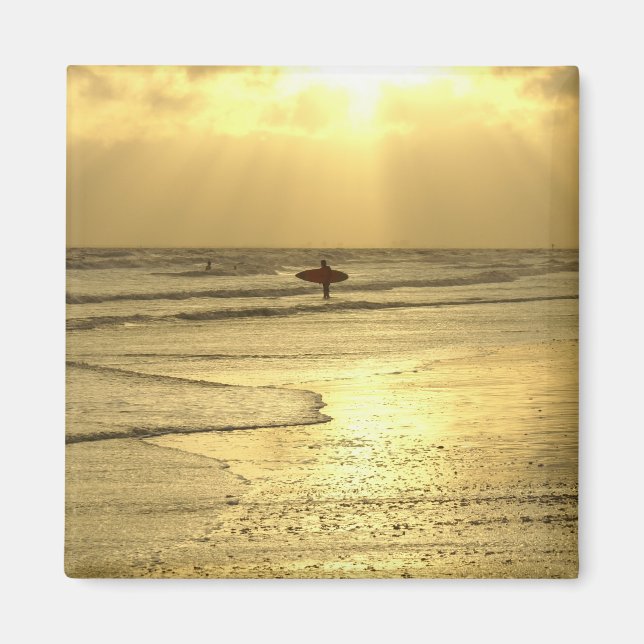 Aimant Profiter de la plage au coucher du soleil (Devant)