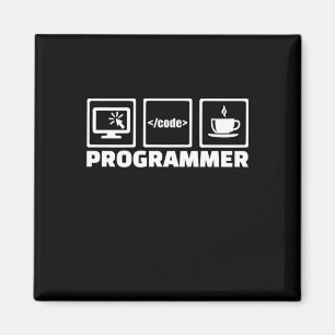 Aimant Programmeur Écrire Code Et Boire Café