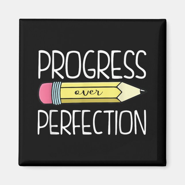 Aimant Progrès Sur La Perfection Preppy Enseignant Retour (Devant)
