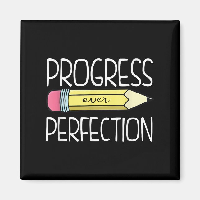 Aimant Progrès Sur La Perfection Preppy Enseignant Retour (Devant)