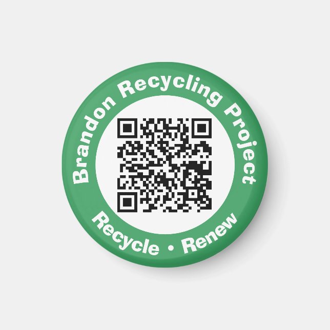 Aimant Projet de recyclage QR Code Recycle & Renouveler. (Devant)