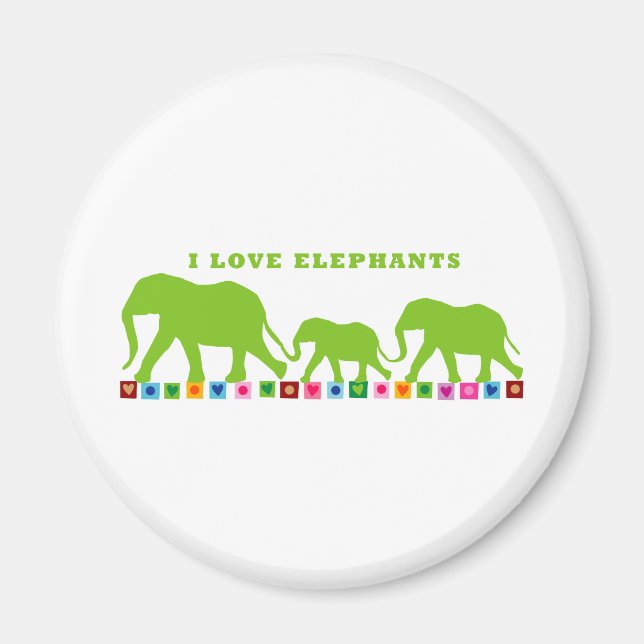 Aimant Promenade des éléphants verts (Devant)