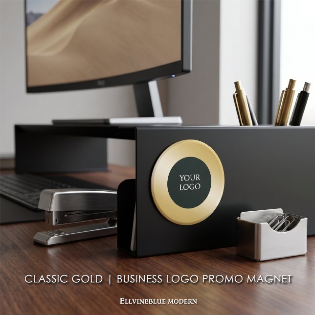Aimant Promo Logo Affaires Or Classique (Classic Gold Magnet | A polished layout created to showcase your logo. )