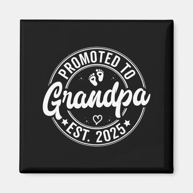Aimant Promoted To Grandpa Est 2025 Grandparents New Gran (Devant)