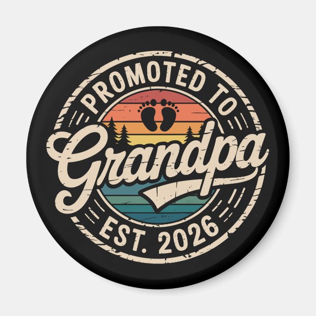 Aimant Promoted To Grandpa Est 2026 Pregnancy Retro (Devant)