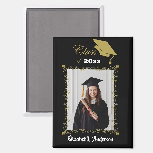 Aimant Promotion 2025 Casquette Black Gold Pinceau Écritu (Recto/Verso)