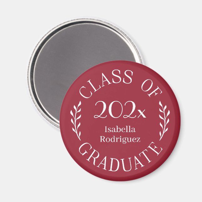 Aimant Promotion 2026 Nom du diplômé Typographie Bourgogn (Recto/Verso)