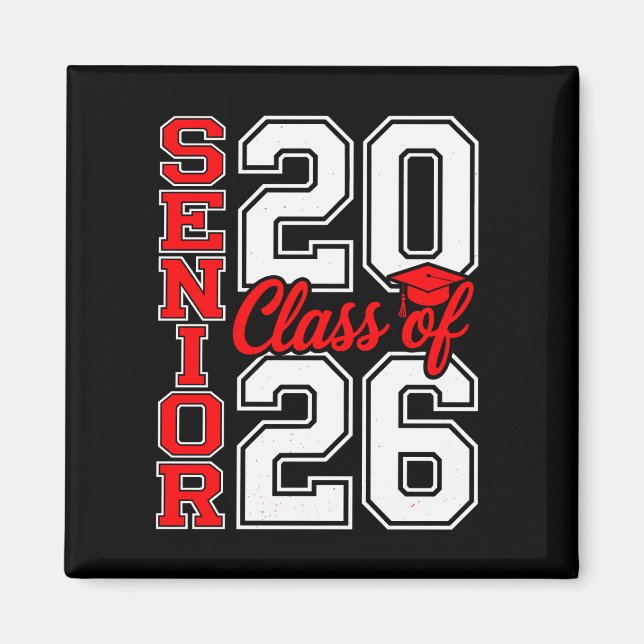 Aimant Promotion 2026 Terminale 26 Rouge Diplômé (Devant)