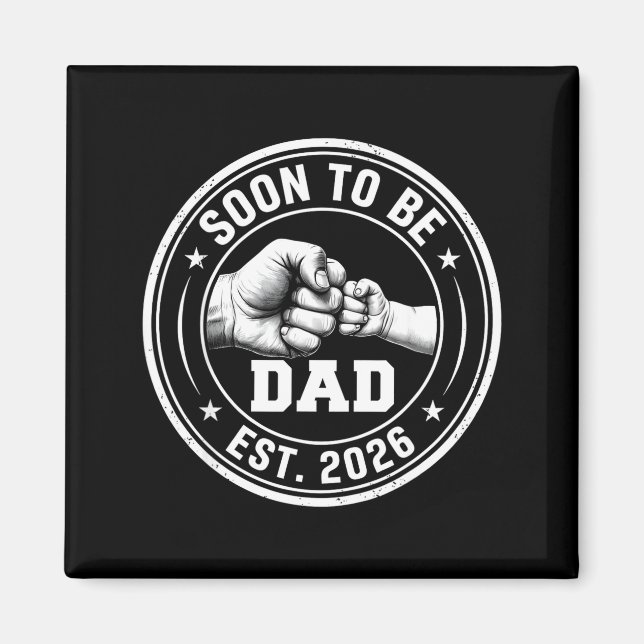 Aimant Promu papa 2026 grossesse vintage (Devant)