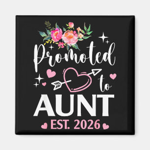 Aimant Promue tante 2026 première fois tante fleur cœur