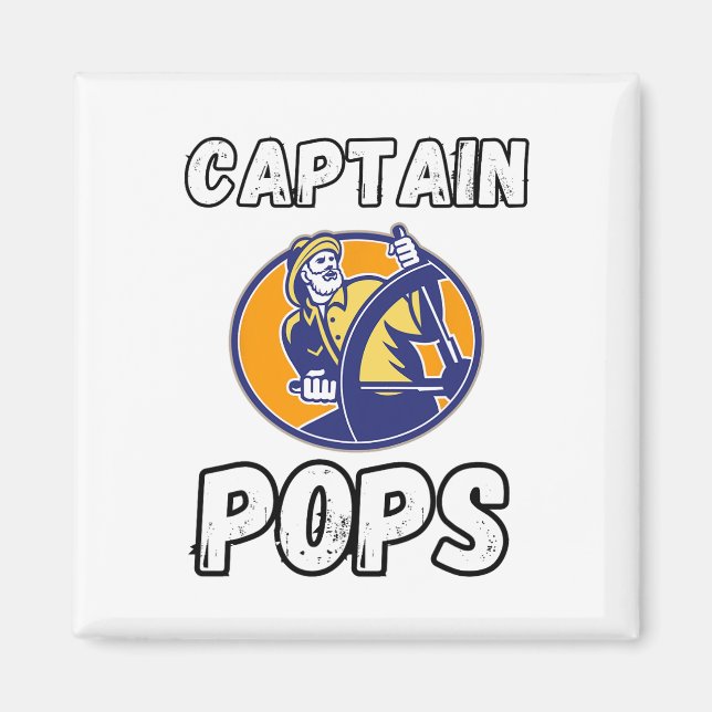 Aimant Propriétaire de bateau de plaisance capitaine pops (Devant)