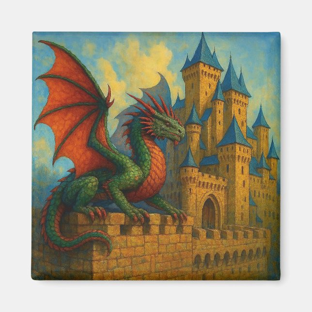 Aimant Protecteur de château de dragon médiéval (Devant)
