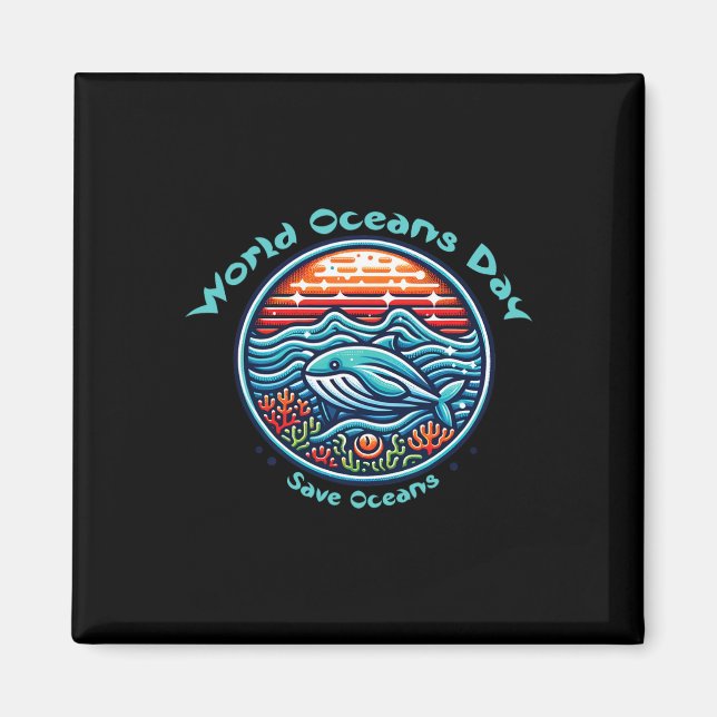 Aimant Protéger nos océans Journée mondiale des océans (Devant)
