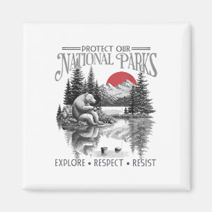 Aimant Protéger nos parcs nationaux Retro Vintage Womens