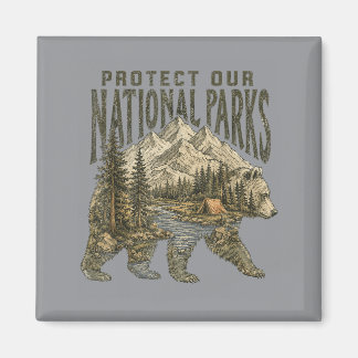 Aimant Protéger nos parcs ours nature randonnée parc nati