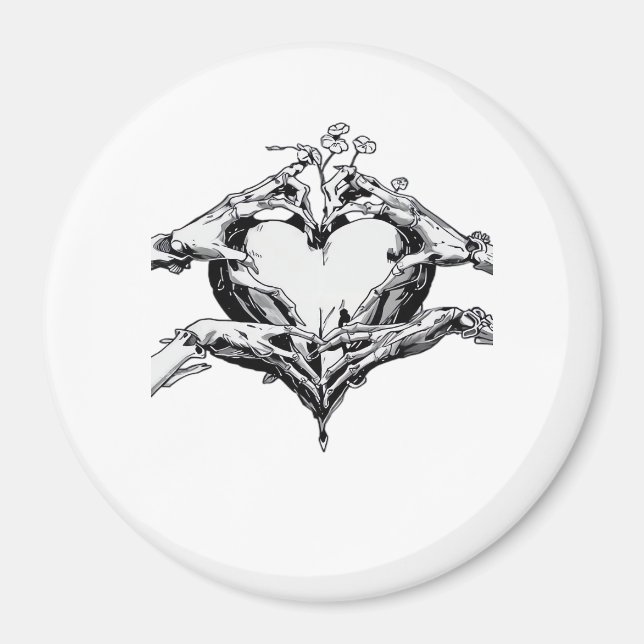 Aimant Protéger Un Coeur - Skeleton Coeur Main (Devant)