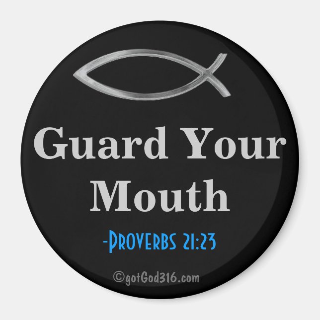 Aimant Protégez votre bouche gotGod316.com Écriture (Devant)