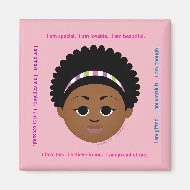 Aimant #Proud2BNaturalMe #IAm Affirmation Positive Afro (Devant)