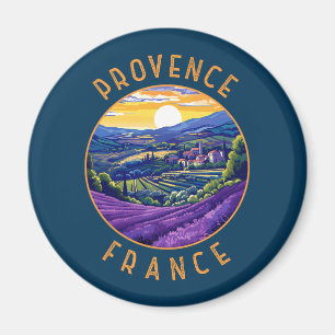 Aimant Provence France Lavande Retro Cercle désorganisé