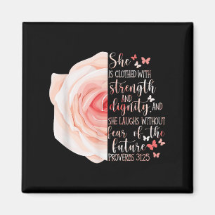 Aimant Proverbes de la Bible chrétienne 31_25 Fleur Rose