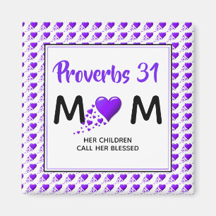 Aimant PROVERBS 31 MOM Coeurs pourpres Fête des mères