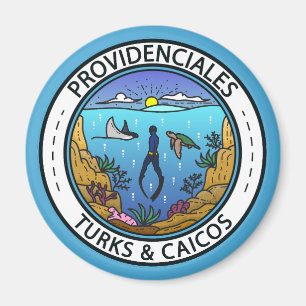 Aimant Providenciales Turks and Caicos Badge de plongée
