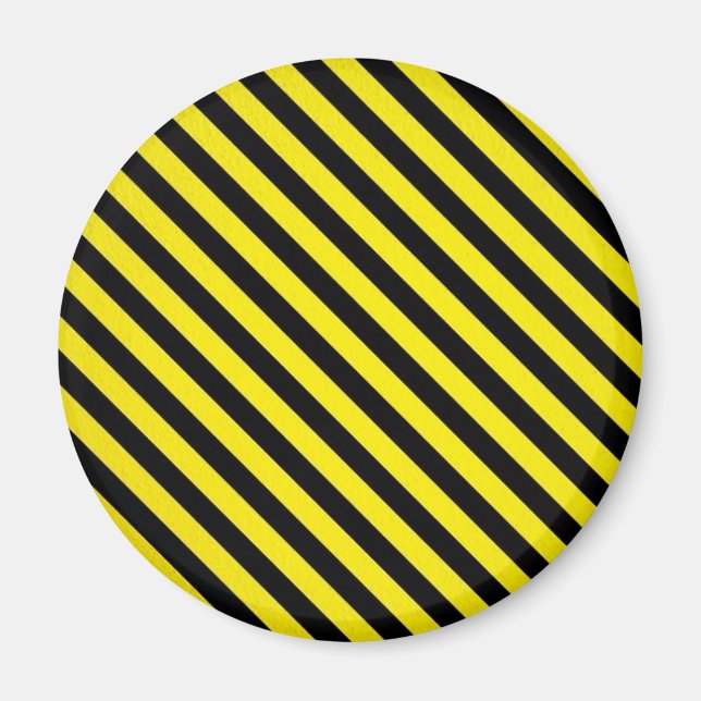 Aimant prudence rayures noires jaunes en construction (Devant)