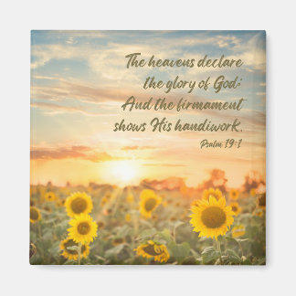 Aimant Psalm 19:1 NKJV Sunflower and Sunrise Bible Verse
