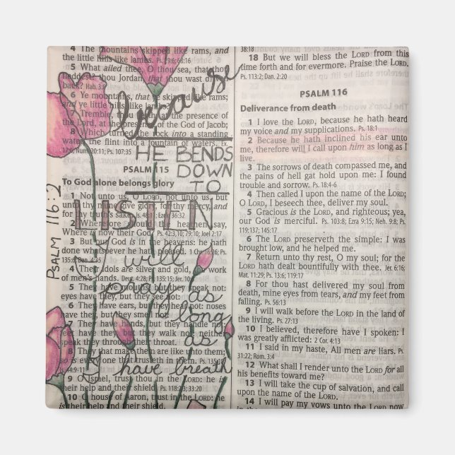 Aimant Psaume 116:2 - Il S'Enfonce Pour Écouter (Devant)