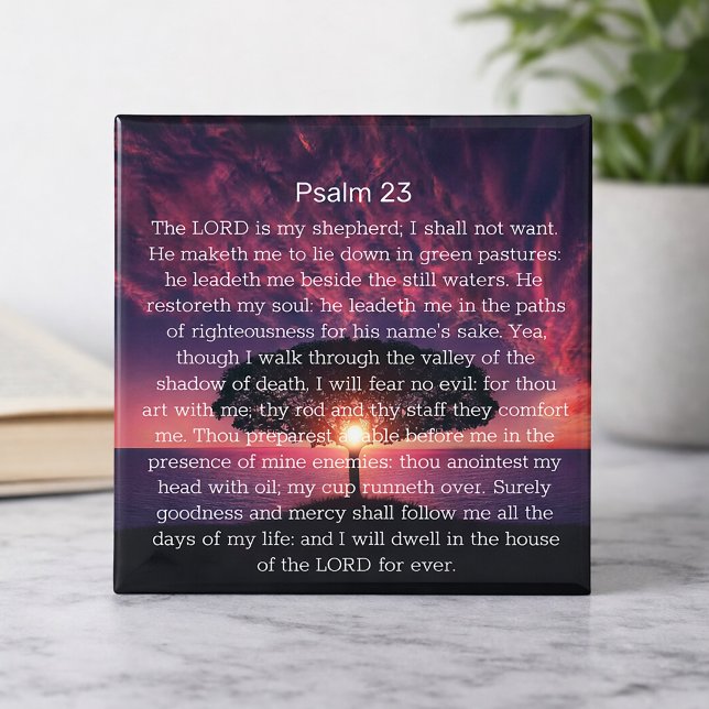 Aimant Psaume 23 Verset Biblique Coucher de Soleil Arbre (Créateur téléchargé)