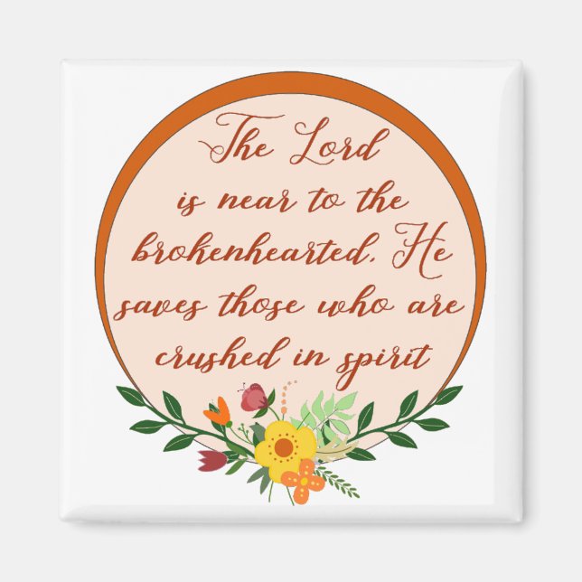 Aimant Psaume 34, Le Seigneur Est Près Du Coeur Cassé (Devant)
