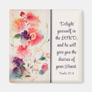 Aimant Psaume 37:4 Plaisir dans l'Eternel Floral