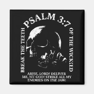 Aimant Psaume 3_7 crâne vintage chrétien religieux bible