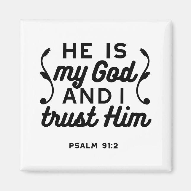 Aimant Psaume 91:2 – Verset de la Bible chrétienne de con (Devant)