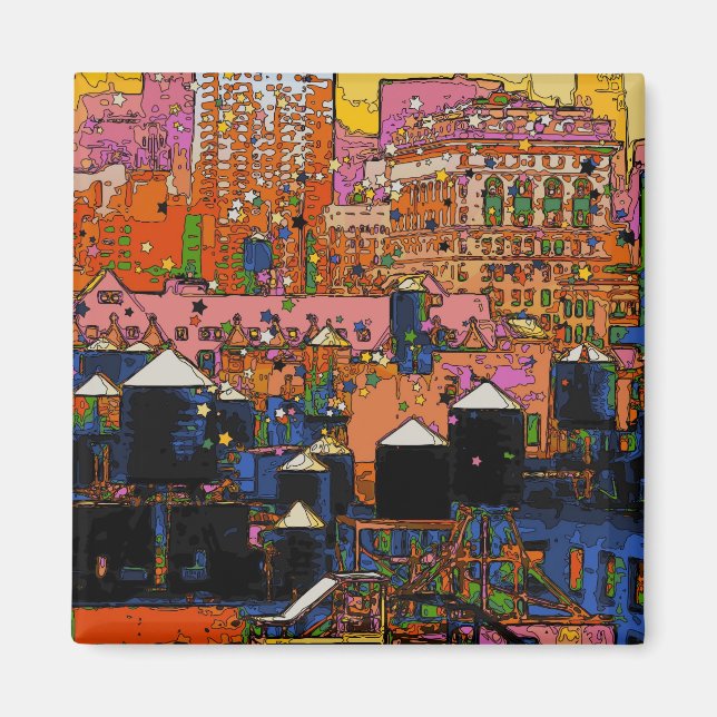 Aimant Psychedelic NYC: NYC Water Towers in Winter #9 (Devant)