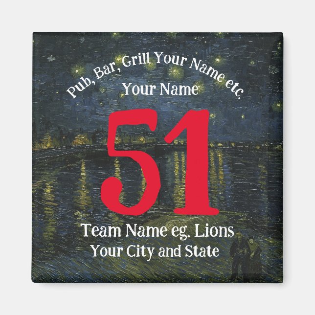 Aimant Pub Bar Grill Nom Numéro Votre Nom Barbecue (Devant)