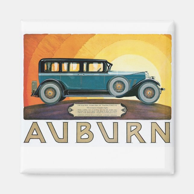 Aimant Publicité vintage Auburn Motors Sunburst (Devant)