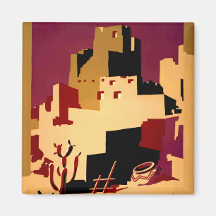 Aimant Pueblos Anciens du Sud-Ouest WPA Poster Art