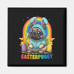 Aimant Pug de Pâques drôle Pâquespuggy Amoureux de Pug mi