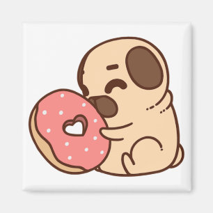 Aimant Pug donut Puppy Bulldog pet cartoon