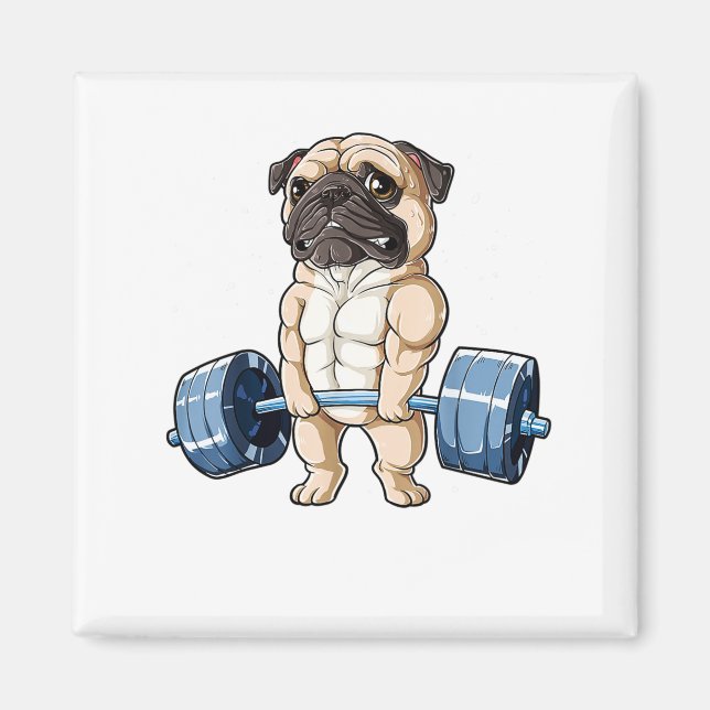 Aimant Pug Weightlifting Funny Deadlift Men Fitness Gym (Devant)
