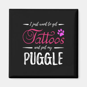 Aimant Puggle Amoureux des chiens Tattoo Chemise Drôle Ch