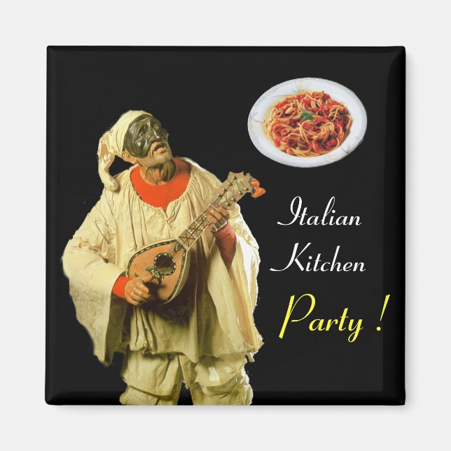 Aimant PULCINELLA ITALIAN KITCHEN PARTI, noir (Devant)