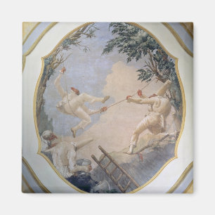 Aimant Pulcinella sur une oscillation, 1797 (fresque)