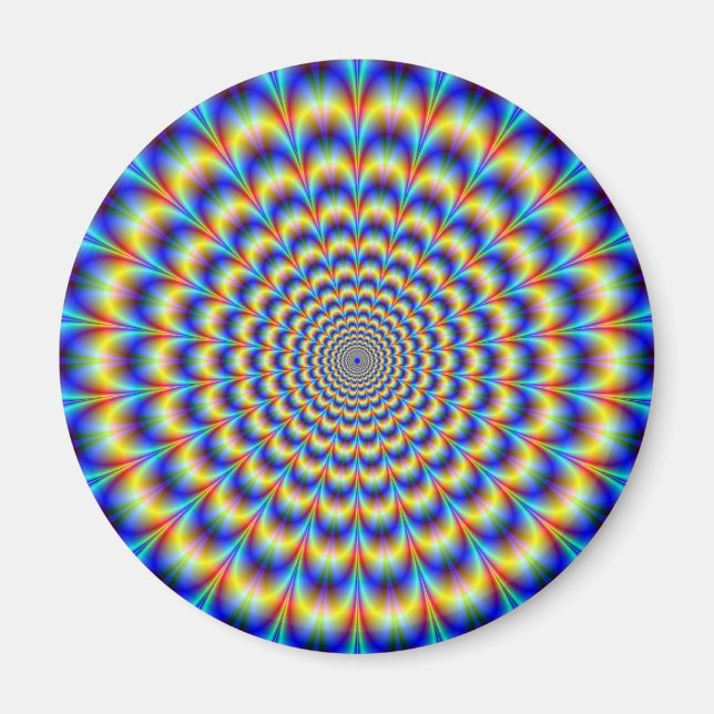 Aimant Pulse psychédélique dans l'aimant bleu et jaune (Devant)