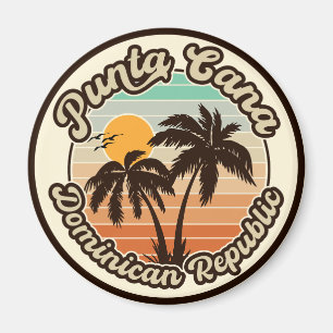 Aimant Punta Cana Dominicaine Palm Tree Retro Sunset 80s