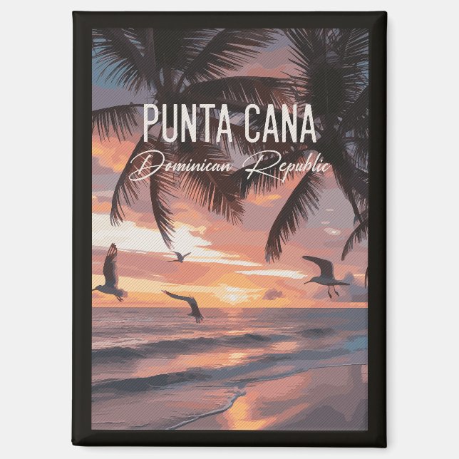 Aimant Punta Cana DR Rétro Mouette Souvenir tropical (Recto)