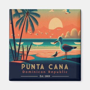 Aimant Punta Cana DR Retro Sunset Souvenirs 1960